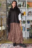 Twisted Sister Crinkle Midi Skirt Hot Chocolate